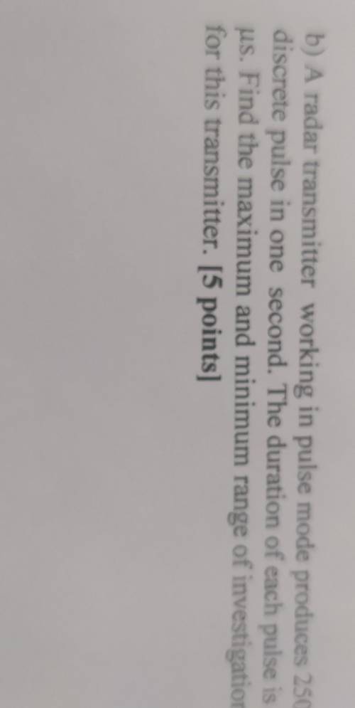 A radar transmitter working In pulse mode products 2500 discrete pulse in one second, The duration o