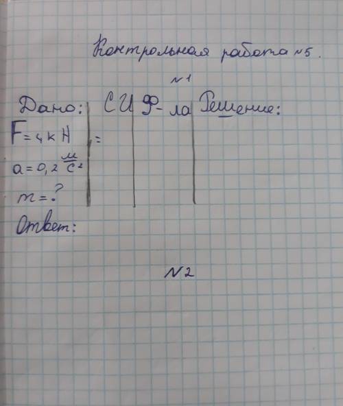 решить физику,крF=4kHa=0,2м/сm=?Сделайте с дано