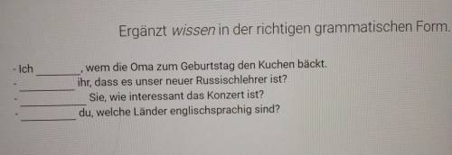 Ergänzt wissen in der richtigen grammatischen Form.