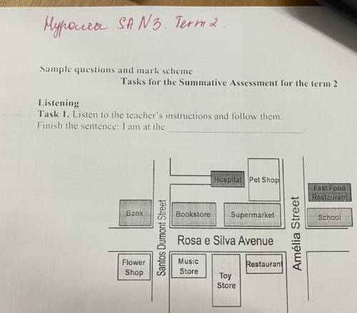 Sample questions and mark scheme Tasks for the Summative Assessment for the term 2 Listening Task 1.