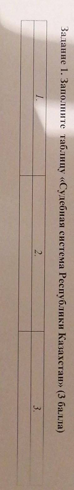 Заполните таблицу судебная система Республики Казахстан нужно