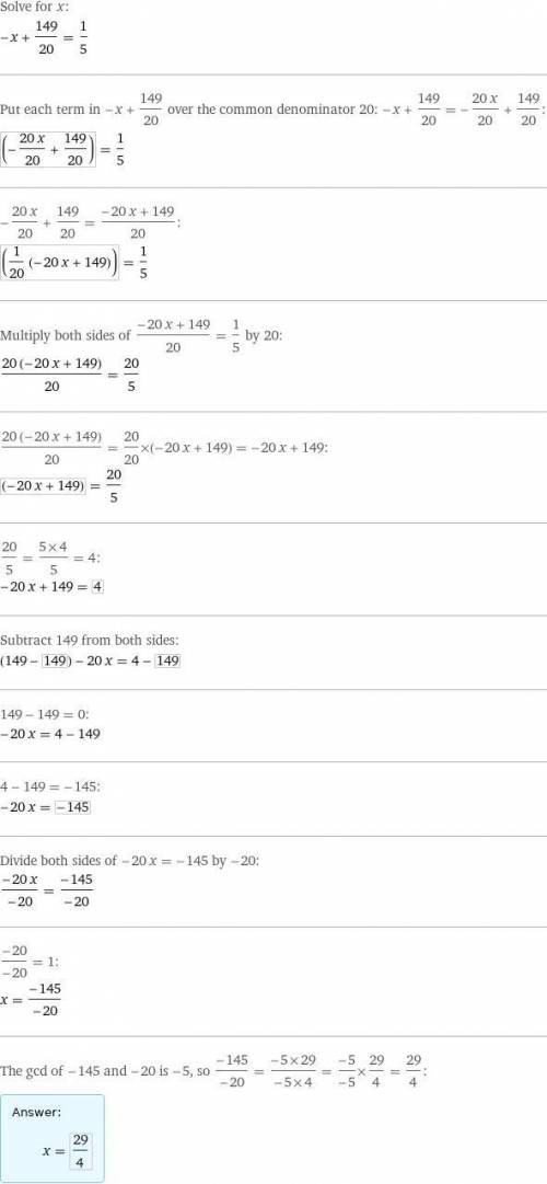 Решите уравнение 15/2-(x+1/20)=4/20