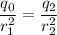 \dfrac{q_0}{r_1^2} = \dfrac{q_2}{r_2^2}