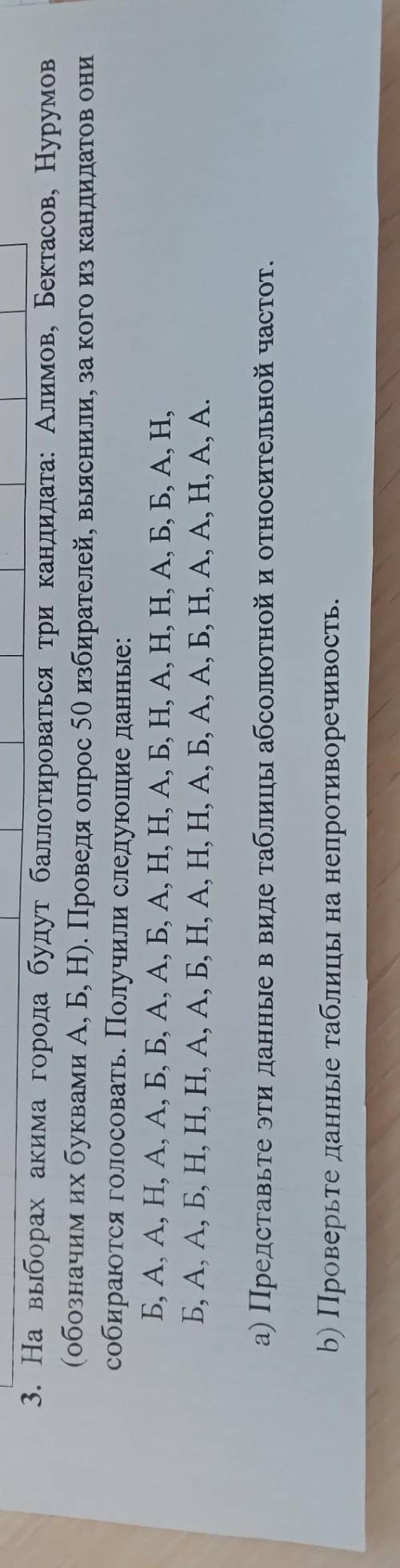 3. На выборах акима города будут три кандидата: Алимов, Бектасов, Нурумов (обозначим их буквами А, Б