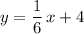 y=\dfrac{1}{6}\, x+4