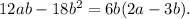 12ab-18b^2=6b(2a-3b).