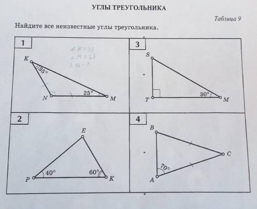 Найдите все неизвестные углы треугольника