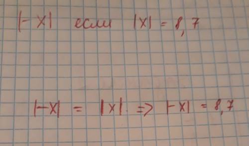 Найдите |-x|,если |x| =8,7 я вроде как знаю как сделать но не уверена если можете, заранее