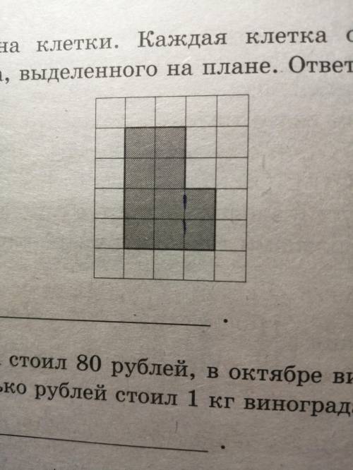 План местности разбит на клетки. Каждая клетка обозначает квадрат 1 м*1 м. Найдите периметр участка,