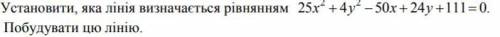 Какая линия определяет уравнение 25x^2+4y^2-50x+24y+111=0