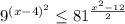 9^{(x-4)^2} \leq 81^{\frac{x^2-12}{2} }