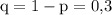 \rm q=1-p={0\mbox,3}