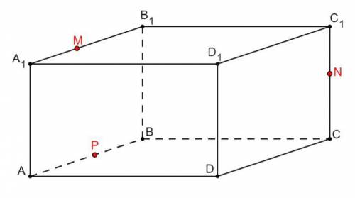 Постройте сечение, проходящее через точки P, M, N (на картинке).