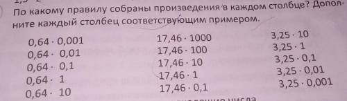 По какому правилу собраны произведения в каждом столбце дополнительните столбец соответствующих прим