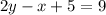 2y-x+5=9