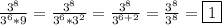 \frac{3^8}{3^6*9}=\frac{3^8}{3^6*3^2}=\frac{3^8}{3^{6+2}}=\frac{3^8}{3^8}=\boxed{1}