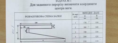 Для заданого перерізу визначити центр ваги 3 варіант