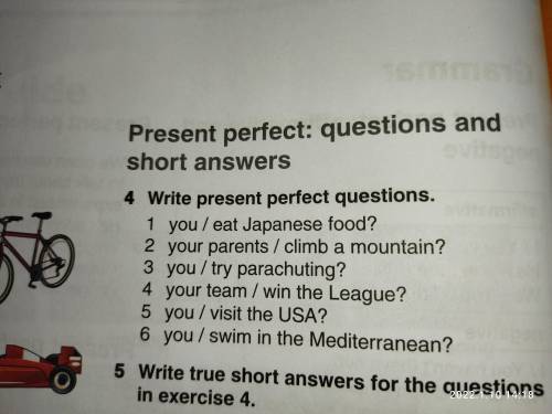 Write present perfect questions