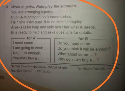 You are arranging a party Pupil A is going to cook some dishes. He/She asks pupil B to do some shopp