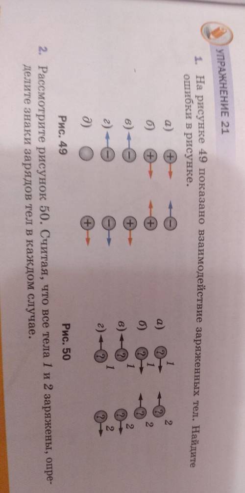 Физика 8 класс Электризация Упражнение 21(№1,2)