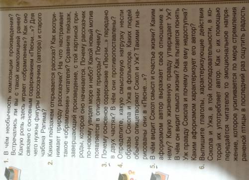 Вопросы по произведению Песня о соколе, хелп. 3 и 5.