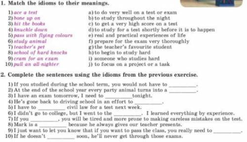 Complete the sentences using the idioms form the pervious exercise