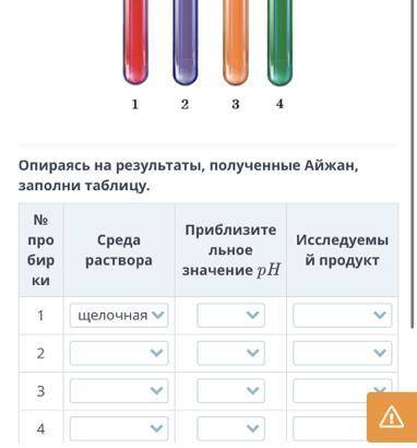 Айжан решила определить среду раствора некоторых продуктов питания. Для исследования она выбрала ябл