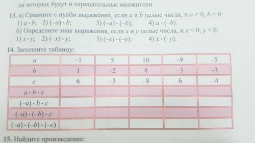 Заполните таблицу номер 14.