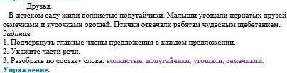 Упражнение. Спин. Дру. В детском саду или волнистые попугайчики Малыши угощали пернатых друзей семеа