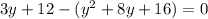 3y+12-(y^2+8y+16)=0\\