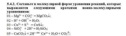 решить (фото, вариант под номером 05), только вместо краткого ионно-молекулярного - полное ионное и