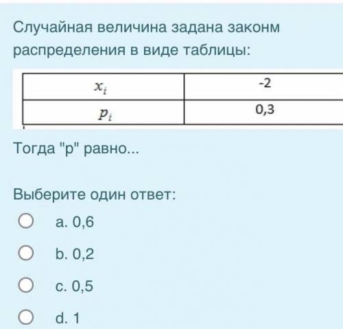 Случайная величина задана законом распределения