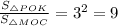 \frac{S_{ \triangle POK}}{S_{ \triangle MOC}} = {3}^{2} = 9