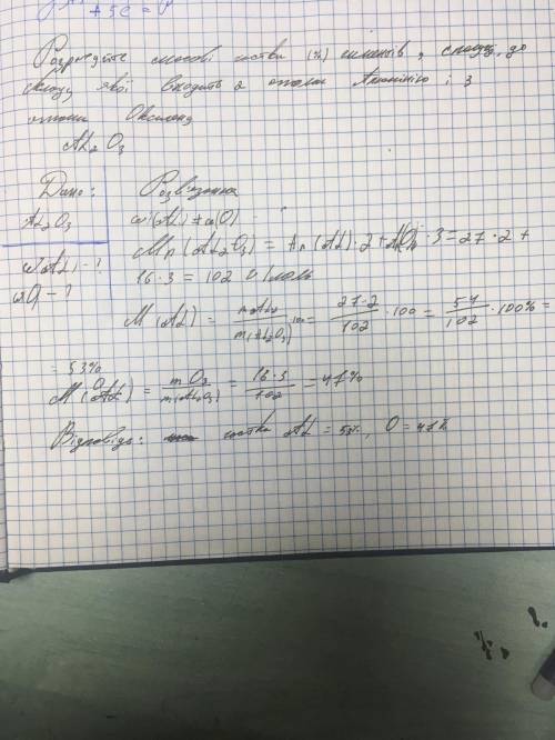 Розрахуй масові частки (%) елементів у сполуці, до складу якої входить 2 атоми Алюмінію і 3 атоми Ок