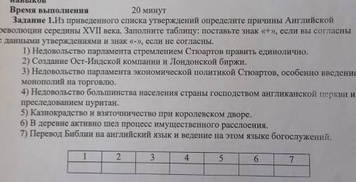 задание 1. из приведенного списка утвержений определите причину Английской революции середины XVIIве