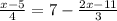 \frac{ x - 5}{4} = 7 - \frac{2x - 11}{3}