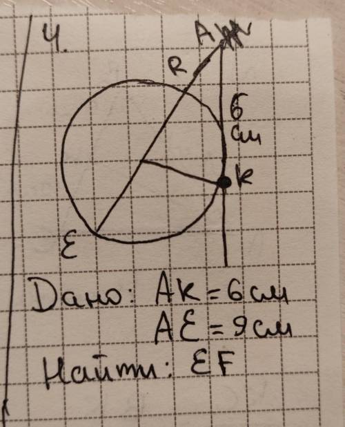 Дано:AK = 6см AE =9смНайти= EF !