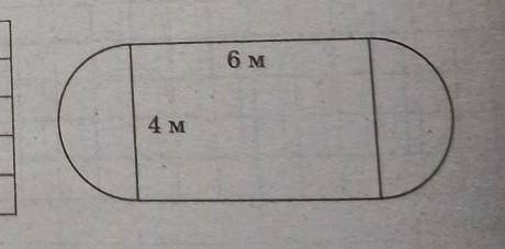 На рисунку зображенно клумбу,яка обмежена півколами і прямолінійними відрізками. Знайдіть площу клум