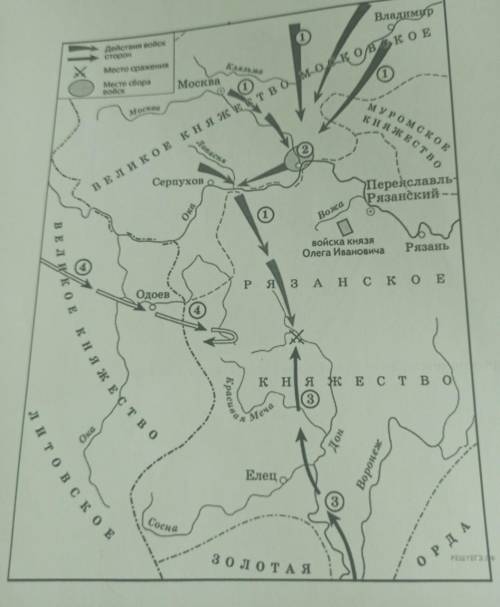 1. Какое сражение показано на данной карте?2. Назовите имя полководца, чьи войска обозначены цифрой