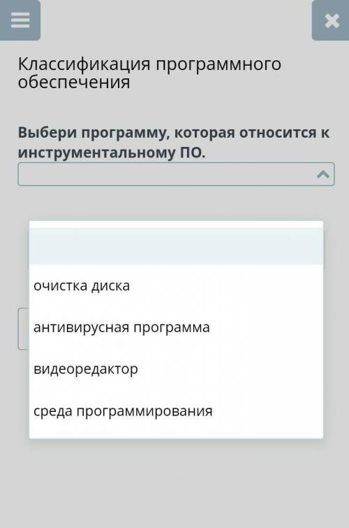 Классификация программного обеспечения ВЫБЕРИ ПРОГРАММУ, КОТОРАЯ ОТНОСИТСЯ К ИНСТРУМЕНТАЛЬНОМУ ПО