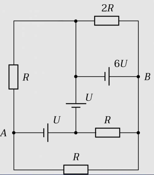 Собрана электрическая цепь, схема которой показана на рисунке. Батарейки идеальные, напряжение U=9 В