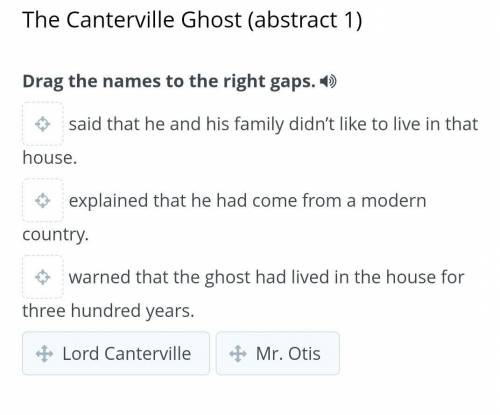 The Canterville Ghost (abstract 1) Drag the names to the right gaps. said that he and his family did