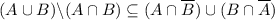 (A\cup B)\backslash (A\cap B) \subseteq (A\cap \overline{B})\cup (B\cap \overline{A})