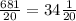 \frac{681}{20}=34\frac{1}{20}