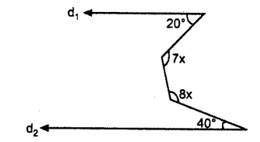 Математика задача №6Найдите градусную меру угла x по данным на чертеже выше, где d1 || d2.