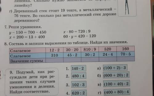 Составь и запиши выражения по таблице. Найди их значения