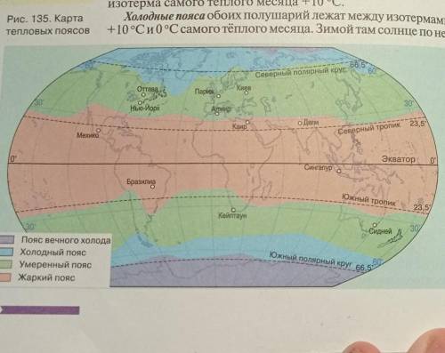 Используя рис. 135, назовите тепловые пояса, в которых расположены мате- рики: группа 1— Африка; гру