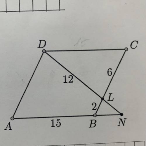 На стороне ВС параллелограмма ABCD отмечена точка L. Прямая DL пересекает прямую АВ в точ- ке N. Изв