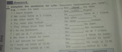 Homework Complete the sentences for s/he.