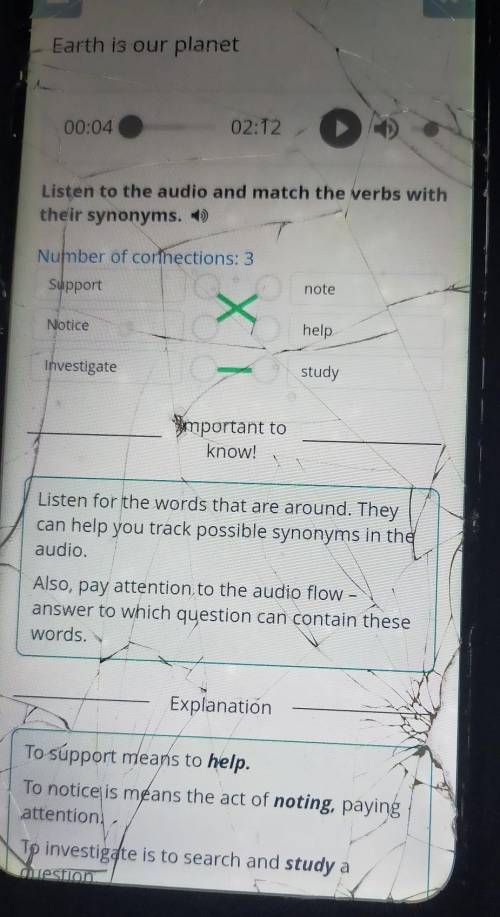 Listen to the audio and match the verbs with their synonyms. Number of connections: 3 Support note N